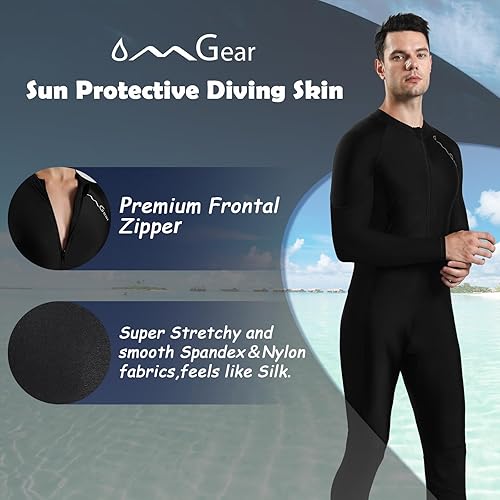 Vista 28 de OMGear Piel de buceo para mujeres y hombres, traje de baño de cuerpo completo, de secado rápido, delgado, traje de buceo, protección UV, protección