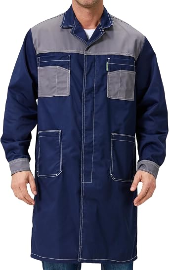 Mens Workshop Long Jacket Laboratory Coat Workwear Warehouse Overcoat Adult Lab Coat