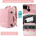 Hanples Travel Backpack for Women as Person Item Flight Approved, Large Carry On Backpack, 17.3 Inch Laptop Backpack, Waterproof Backpack, Hiking Backpack, Casual Bag (Pink)