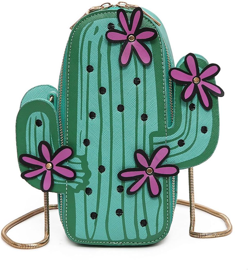 MILATA Women Cactus Shape PU Leather Mini Cross Body Bag Cute Purses Shoulder Chain Bag