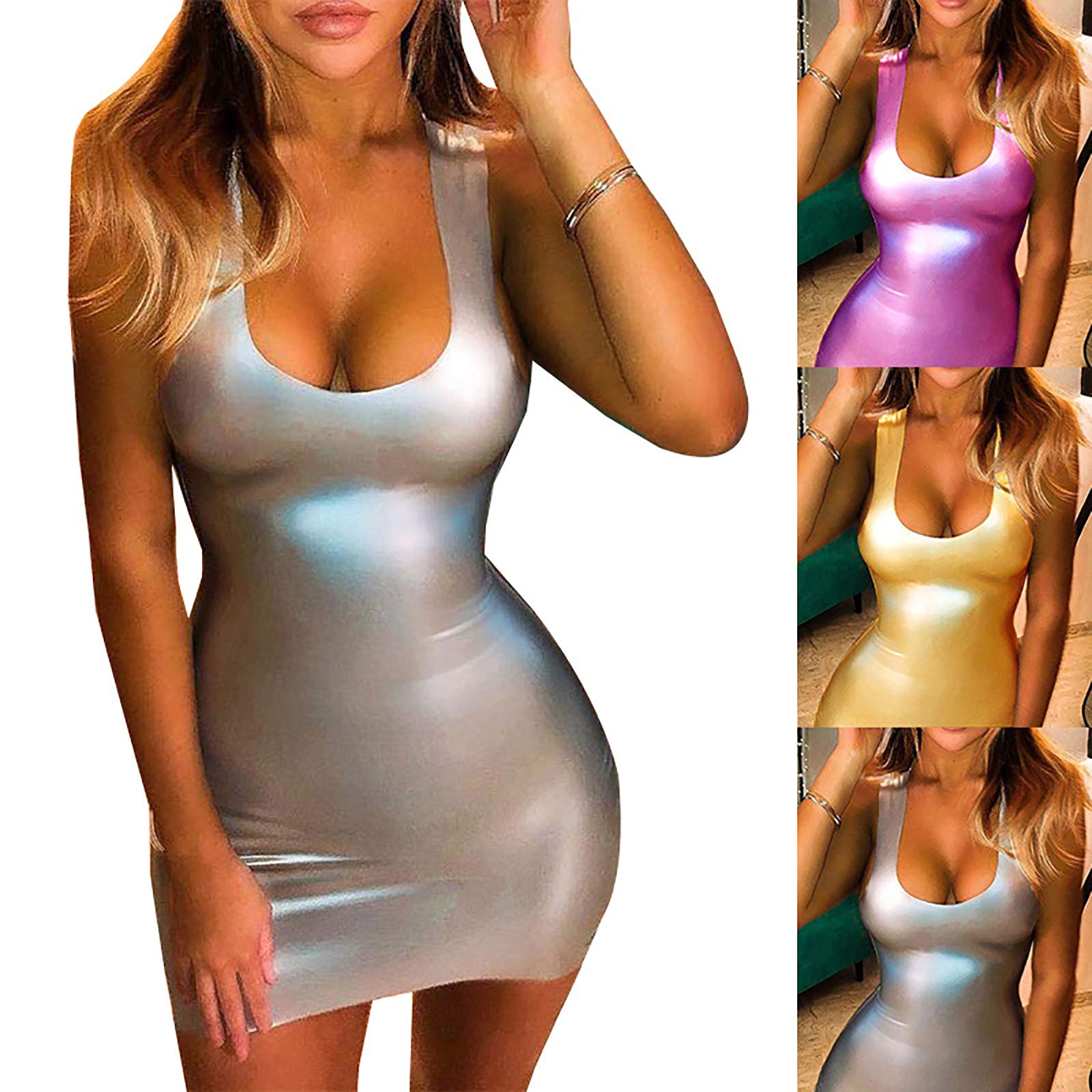 Vestito Donna In Pelle Sexy - Abito Corto Senza Schienale Per Feste E Discoteca - Foto 2