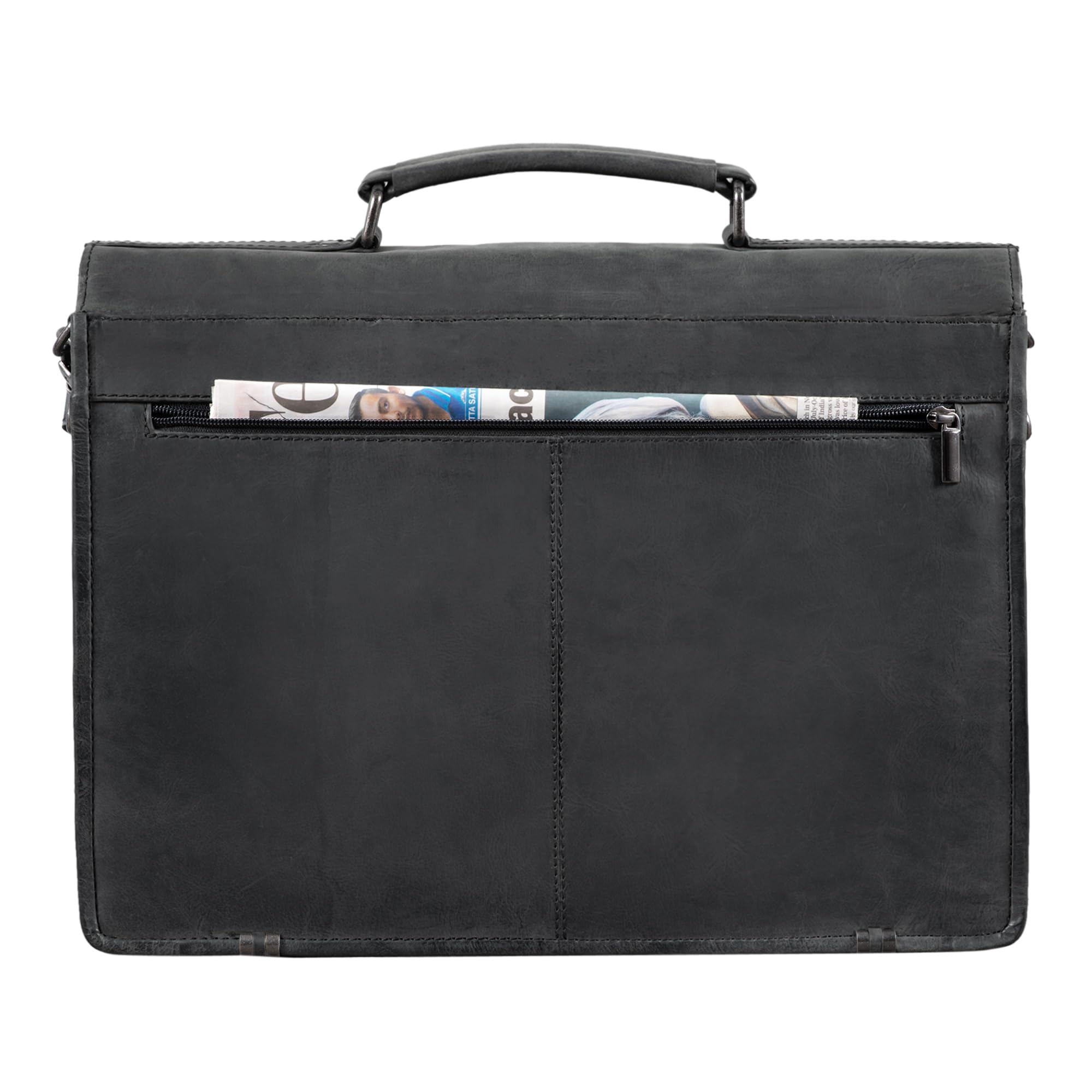 STILORD "Miguel" Classic Leather Briefcase Black Gents duża torba biznesowa torba biurowa z zamkiem do powieszenia 15,6 calowej torby na laptopa Kolor:czarny