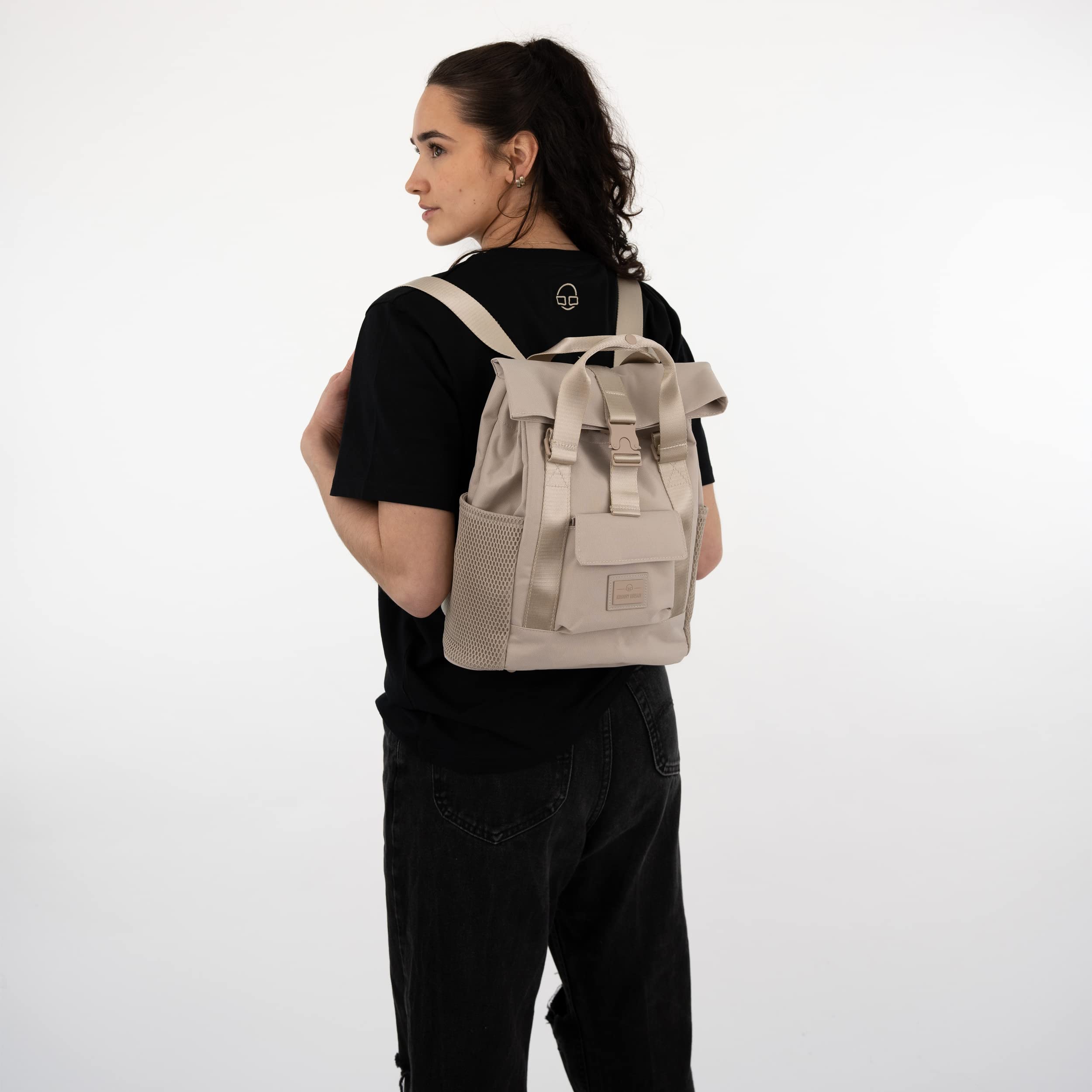 Johnny Urban Mochila Mujeres Pequeña Beis - Jules - Para Universidad, Trabajo & Ciudad - Con Compartimento para Portátil - Repelente al agua