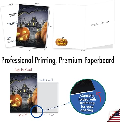 Miniatura 3 de NobleWorks Juego de 12 tarjetas de felicitación de Halloween en caja con sobres de 5 x 7 pulgadas (1 diseño, 12 cada uno) calabazas espeluznantes -