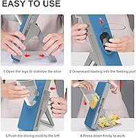 Vista 4 de Mandoline Slicer for Kitchen, Mandoline Slicer Safe Multifunctional Dicer Adjustable Commercial Slicer Machine Stainless Steel Chopper