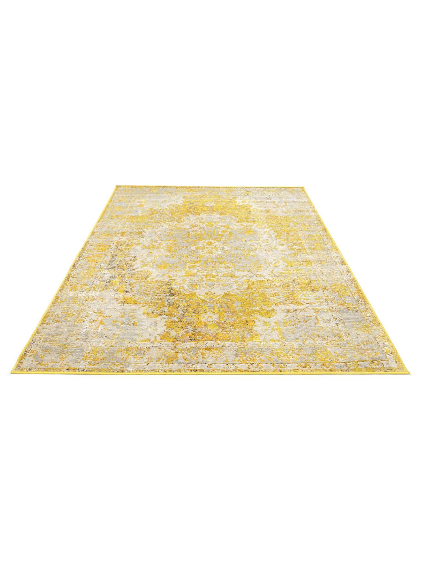 RugVista Nadia Teppich, 200 x 300 cm, Gelb | Vintage, Rechteckig, Niedriger Stapel, Nur chemische Reinigung, Oeko-Tex 100, Wohnzimmer, Esszimmer, Schlafzimmer, Küche