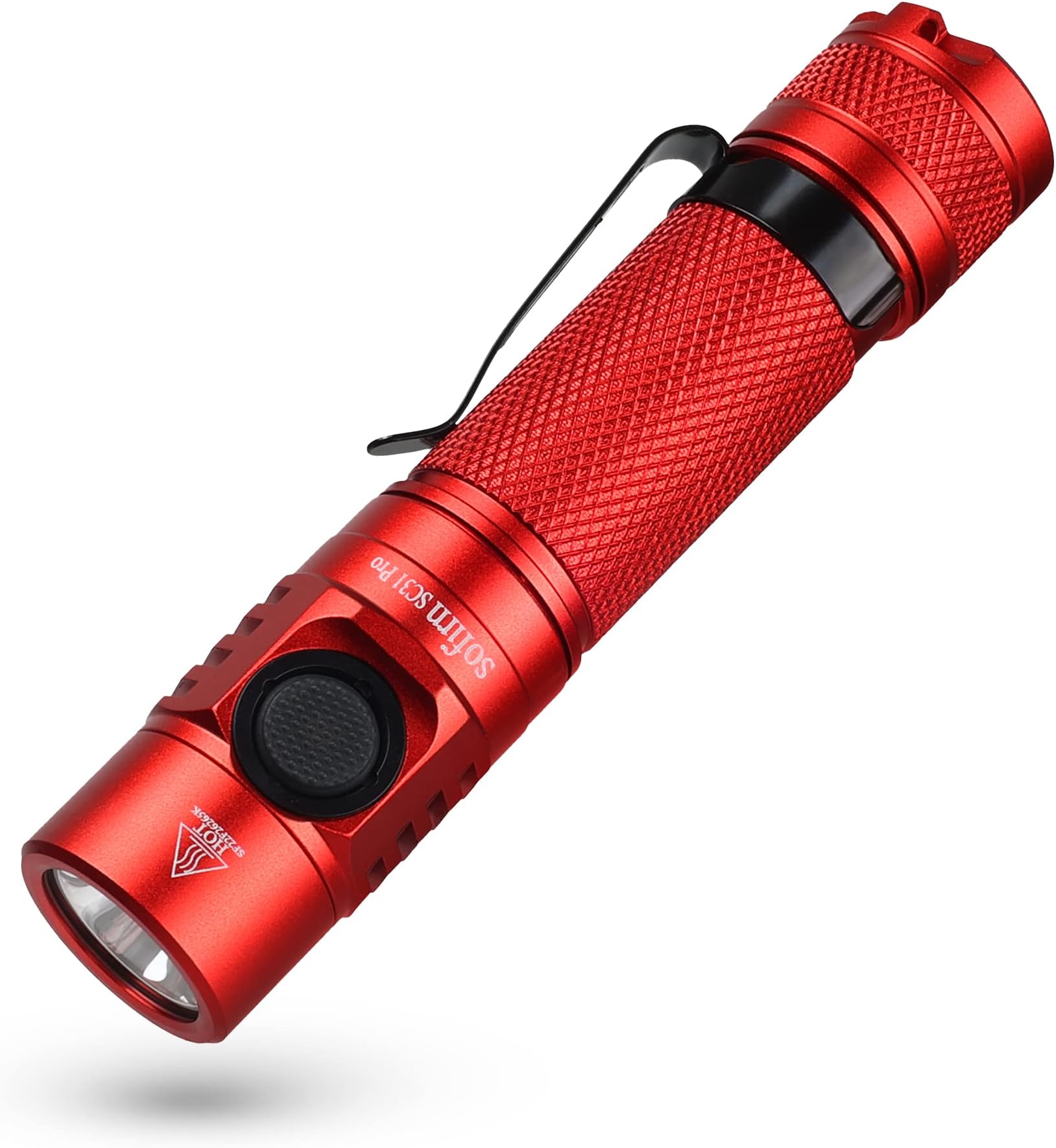 CSTEBOKE Pocket LED Flashlight, USB-C Rechargeable EDC Flashlight with 2000 Lumens SST40 6500K LED, Anduril 2 UI, High Power Light for Camping, Hiking, Emergency, Outdoors(Red)