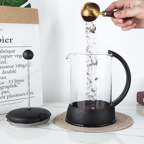 Miniatura 6 de Easyworkz Cuchara de café retro de acero inoxidable con mango de nogal negro, 0.35 oz - Cuchara medidora (oro cepillado)