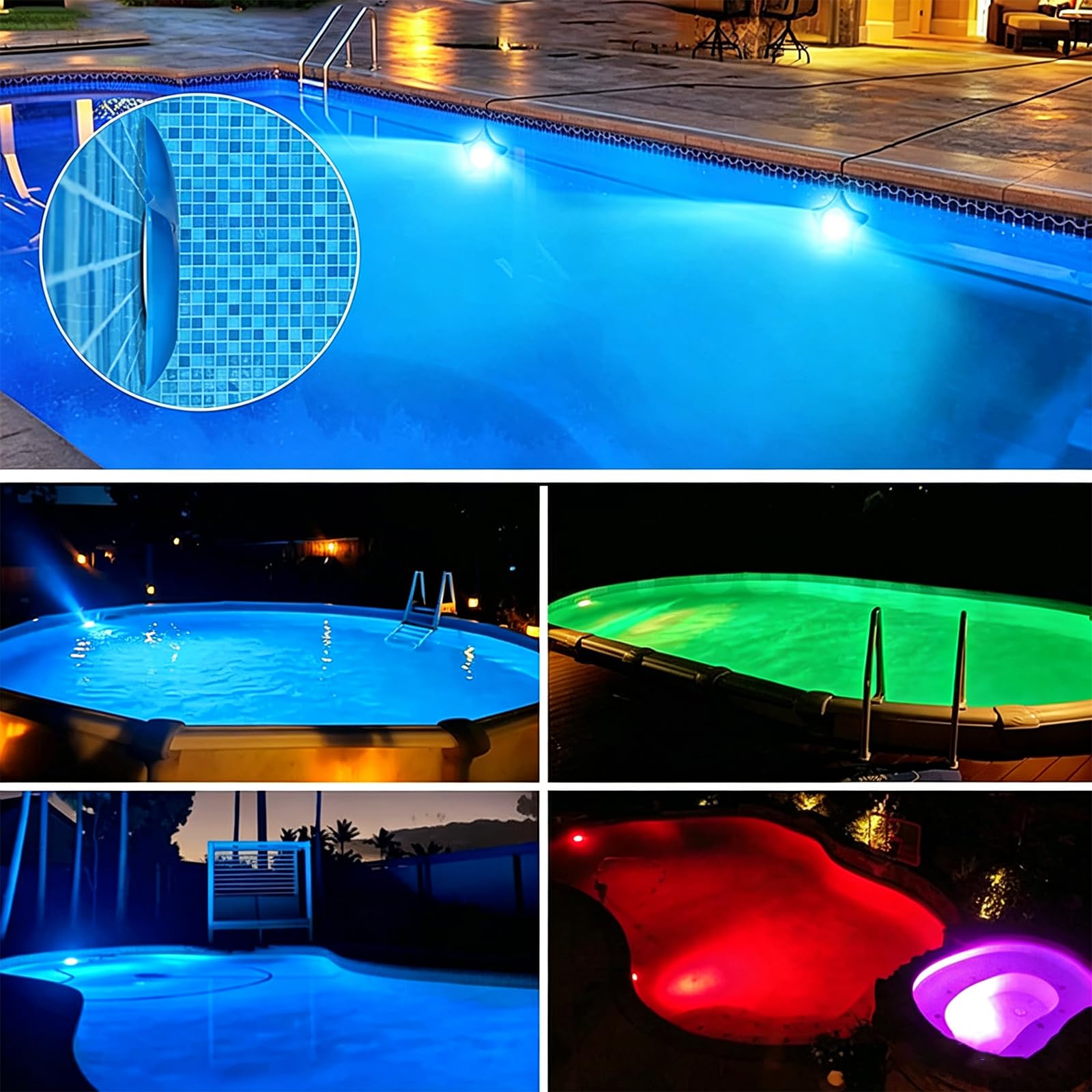 Luce Subacquea per Piscina,Illuminatore LED Magnetico Sommergibile | Colori RGB Variabili,Controllo Tramite APP E Telecomando,Funzione Timer,Dimmerabile,Adatto Per Piscine Interrate In Cemento