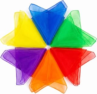 6 Pcs Square Dance Scarves Colorful Juggling Scarves for Toddlers | Juggling Scarves for Kids Dancer Play Scarves for Dance Performance Silk Scarve Accessories Satin Rave Scarf 24 in