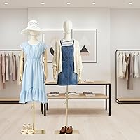 Vista 2 de Maniquí Femenino Forma de Vestido Torso, Cuerpo de Maniquí de Exhibición con Cabeza Desmontable, Manos de Madera y Soporte Dorado de Altura