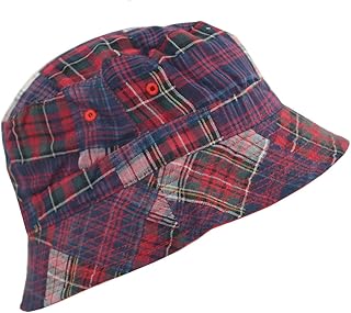 G 100% Cotton Reversible Twill Bucket Hat Red/Plaid