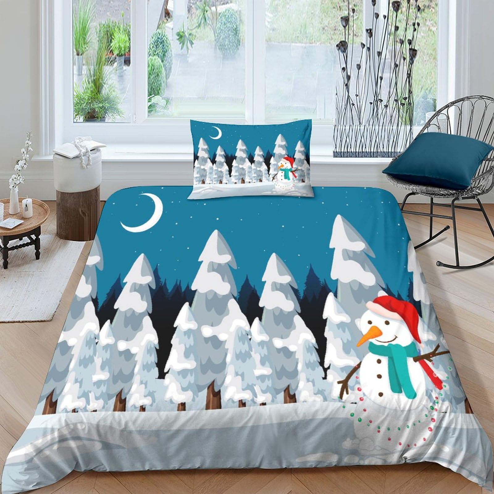 Housses de couettes fermeture éclair bonhomme de neige microfibre