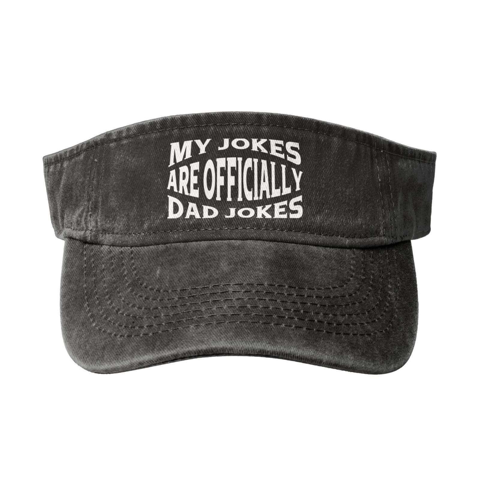 Sun Visor Hats My Jokes are Officially Dad Jokes Adjustable Ball Caps Empty Top Baseball Running Tennis for Men Women Outdoor Travel Beach Black