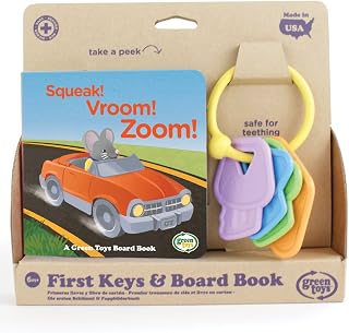 Green Toys First Keys & Board Book - Motor Skills, Kids Learning and Reading Set. Safe for Babies and Toddlers. No BPA, phthalates, PVC. Dishwasher Safe, Recycled Plastic, Made in USA.
