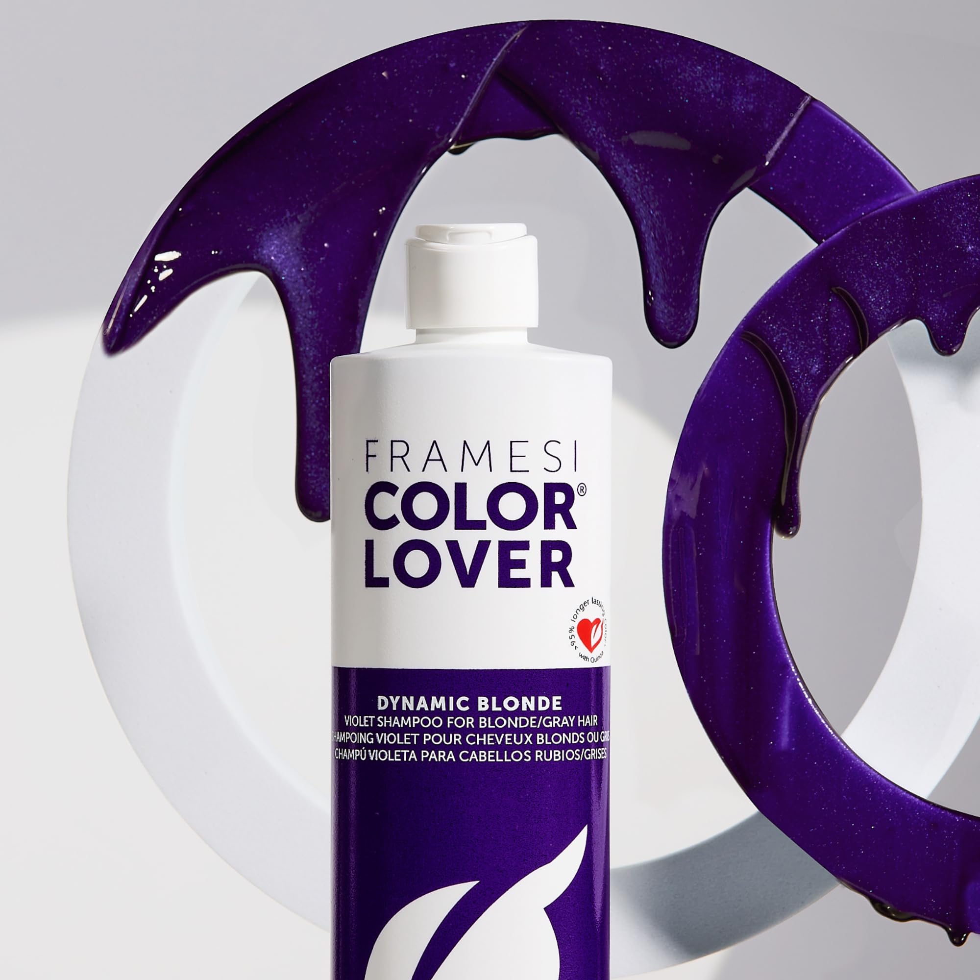Framesi Color Lover Dynamic Blonde Purple Shampoo, Sulfate Free Shampoo, Color Treated Hair