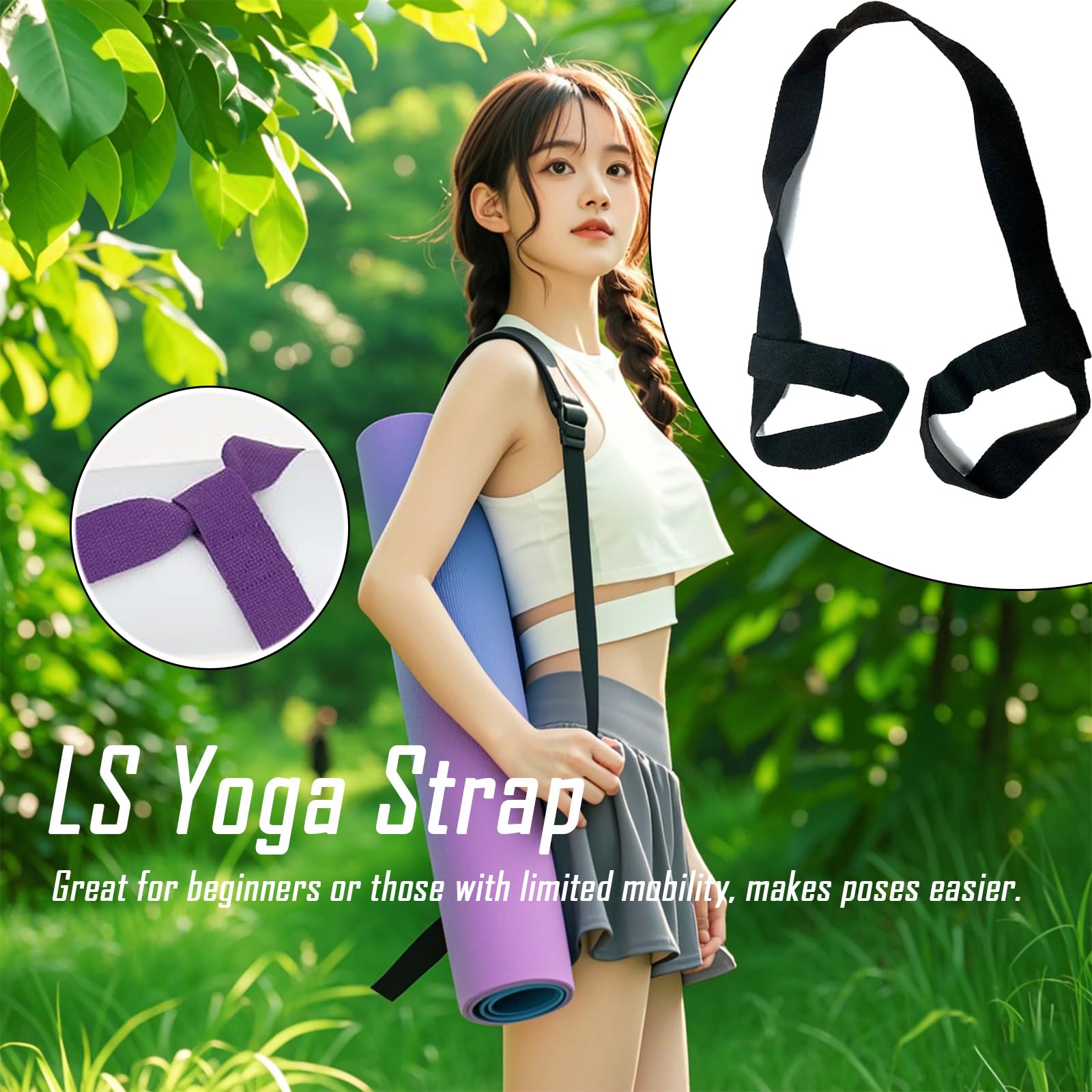2 Stück Tragegurt Yogamatte,Verstellbare Yoga Gurt,Yogagurt,Baumwolle Yogamattenriemen Yogamatten Halteband,Strap,für Tragen,Verstauen und Organisieren von Gymnastikmatte,Sportmatte Aller Größen