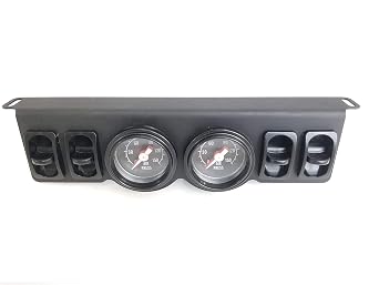 Universal Air Ride Suspension 4 Corner Control Panel 150 Psi Gauges Quad Paddle Switches 1/4" airhose Black Face Rnd