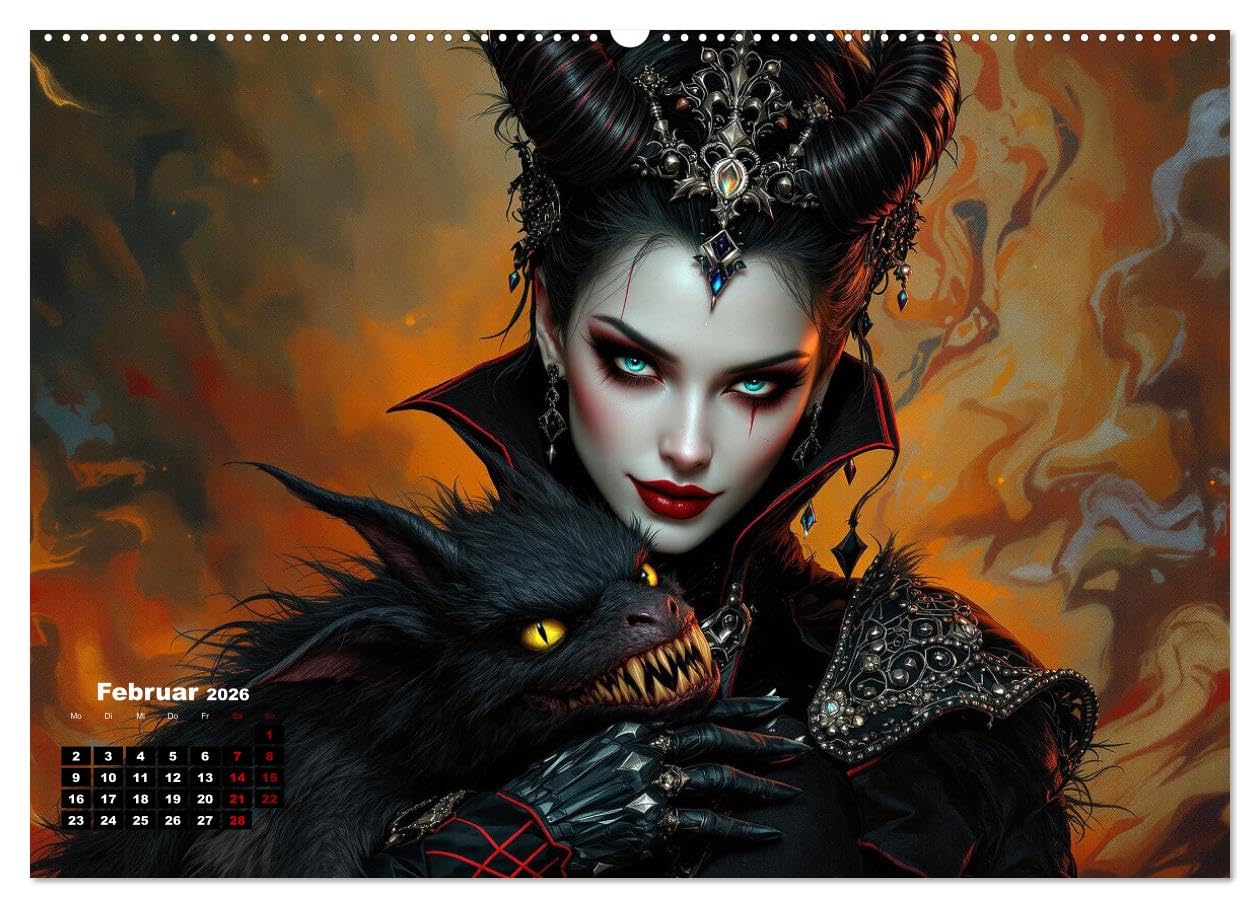 Goth Fantasie (hochwertiger Premium Wandkalender 2026 DIN A2 quer), Kunstdruck in Hochglanz: Fantasiebilder von Gothic Schönheiten (CALVENDO Menschen)