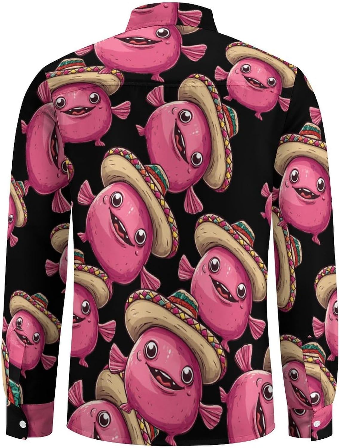 Blobfish Deep Sea Fish Long Sleeve Shirts Casual Dress Shirt Button-down T-shirts for Men