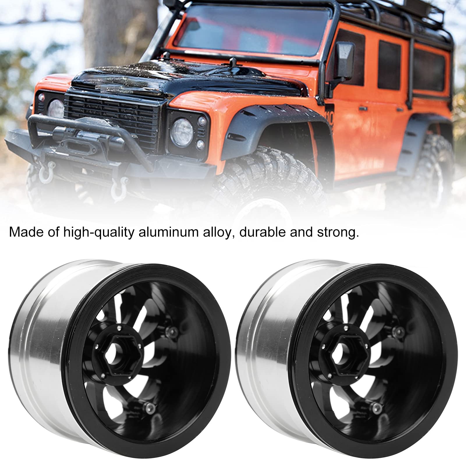Obręcze Kół RC, Odporne na Zużycie, Trwałe Felgi ze Stopu Aluminium Beadlock z Blokadą, Nieprzywierające, Kompatybilne z Samochodami Gąsienicowymi RC w Skali 1/10(czarny)