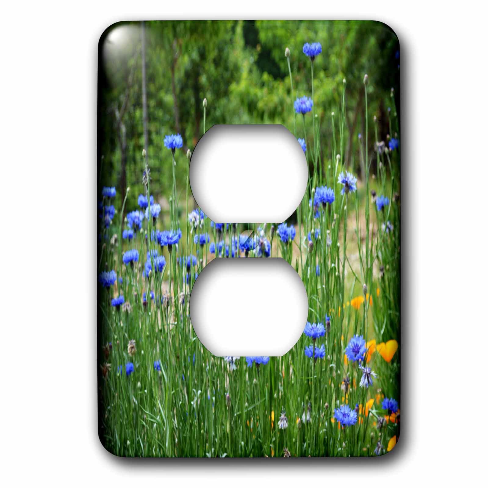 Bouquet de fleurs bleues 3D Rose lsp_252492_6 double prise interrupteur multicolore