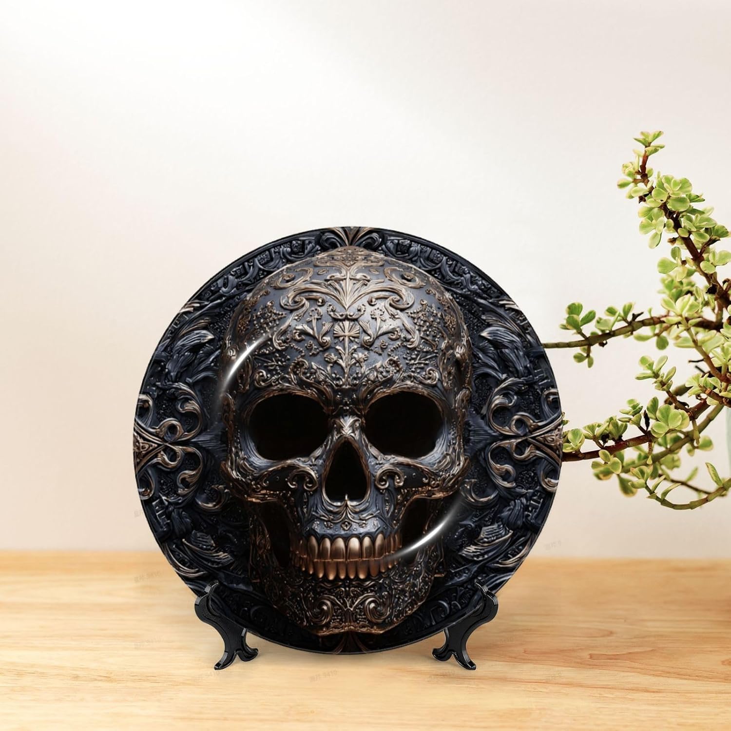 Decorative Plate Art Crafts Bone China Decorative Plate with Display Rack Souvenir Wall Decor Ceramic Ornaments Dinner Plates Ceramic Decoratives Plates for Home Office 10in