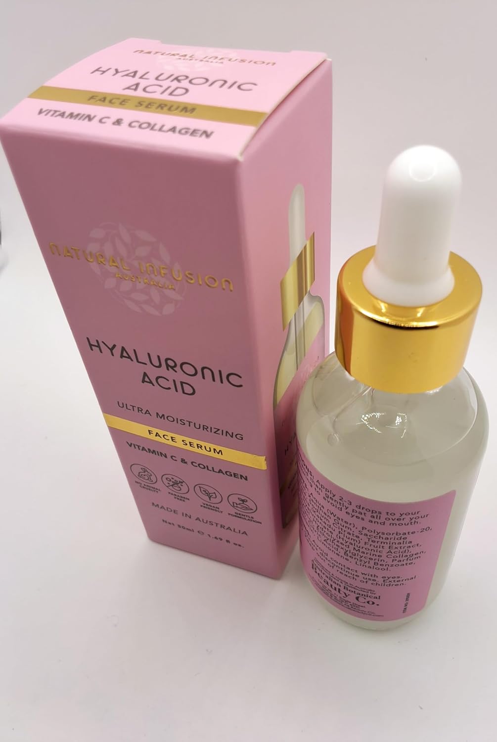 Natural Infusion Hyaluronic Acid Face Serum with Vitamin C & Collagen 1.69 fl.oz./50 mls pack of 2.