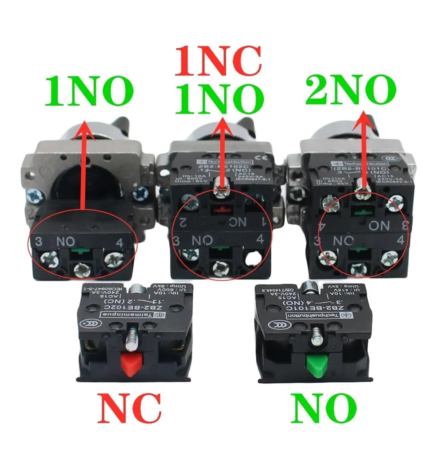 1pcs XB2-contact-NC/NO XB2-BD21 BD23 BD25 BD33 BD45 BD53 1NO/2NO/1NO1NC(1NO)