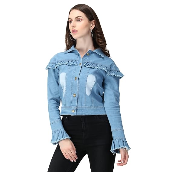 Dimpy Garments Monkey Washed Puff Sleeve Denim Womens Jacket