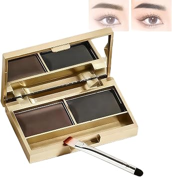 2-Colour Eyebrow Powder Palette | Waterproof Long-Lasting Brow Kit with Dark Brown Powder | Multi-Purpose for Eyeshadow, Hairline & Contour, Compact Portable Natural Finish