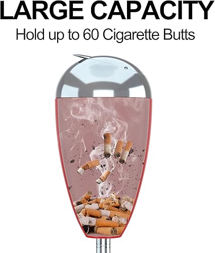 Miniatura 8 de Bandeja de ceniza de pie con tapa, altura ajustable de 21.5 a 35 pulgadas, acero inoxidable, contemporáneo, autolimpiante, telescópico, cenicero