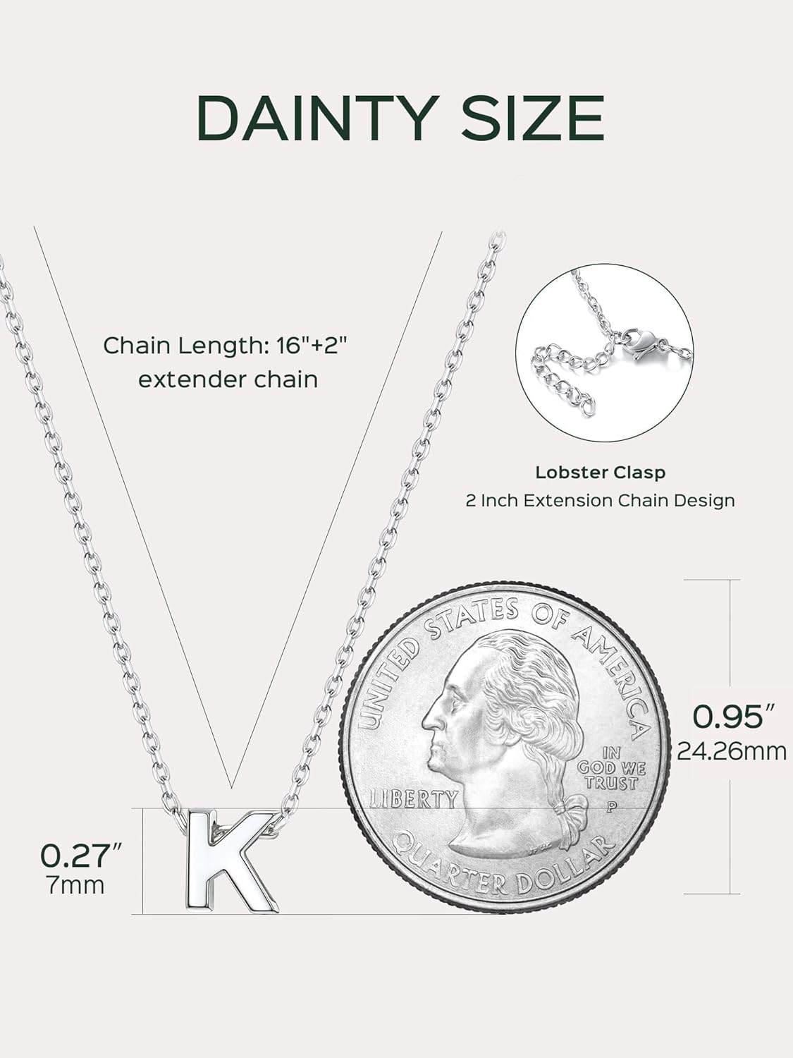 ChicSilver 925 Sterling Silver Initial Necklace for Women Dainty Letter Jewelry Personalized Gift