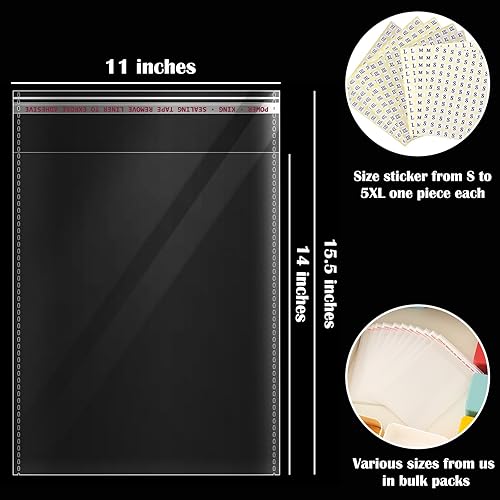 Miniatura 2 de 300 paquetes de bolsas de celofán resellables grandes de 11 x 14 pulgadas, autosellantes para productos de embalaje, bolsas de celofán autoadhesivas