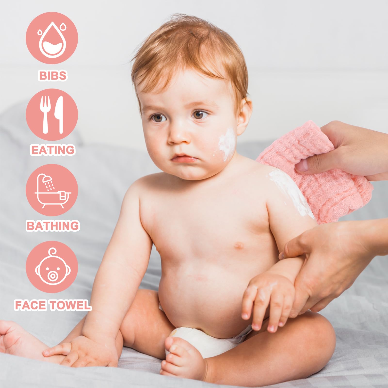 Baby Washcloths Muslin Baby Face Towels 6 Pack Soft Muslin Washcloths for Newborn Cotton Wash Cloth Set for Baby Face Body Natural Baby Wipes for Delicate Skin Baby Registry as Shower 11x11 inches - Image 3
