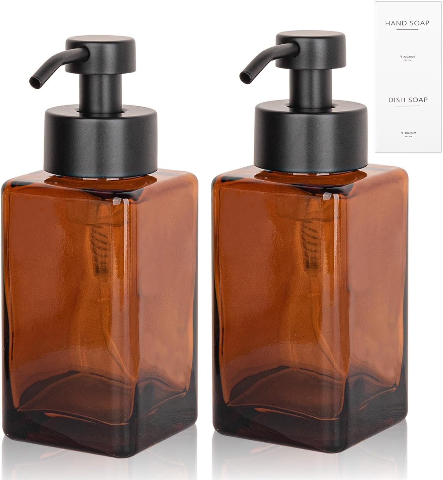 Amazon.com: 2 Pack Amber Glass Jar Soap Dispenser with Foaming Pump, 13 ...