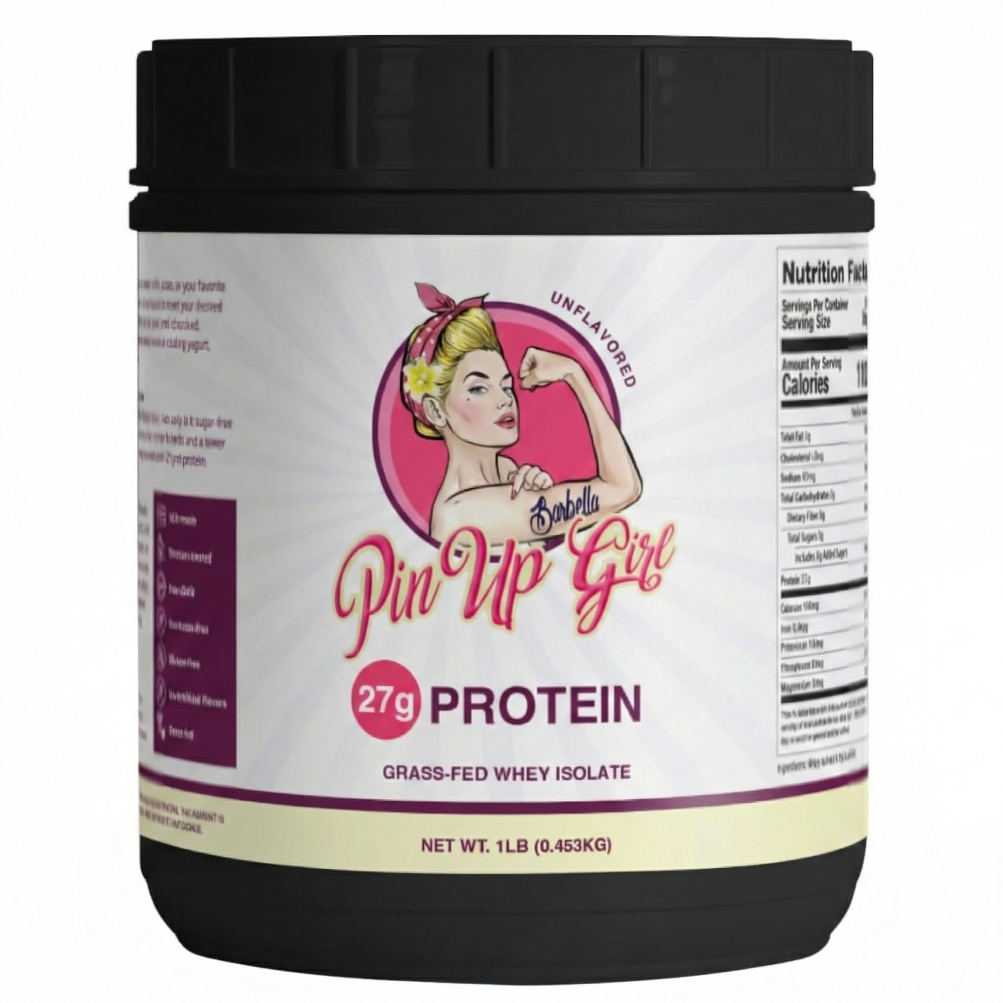 Whey Protein Isolate Powder – 27g of Protein Per Serving – Pure Premium Muscle-Building Whey Protein for Women – Fat Free, Low Calorie, Low Carb, No Added Sugar – Unflavored
