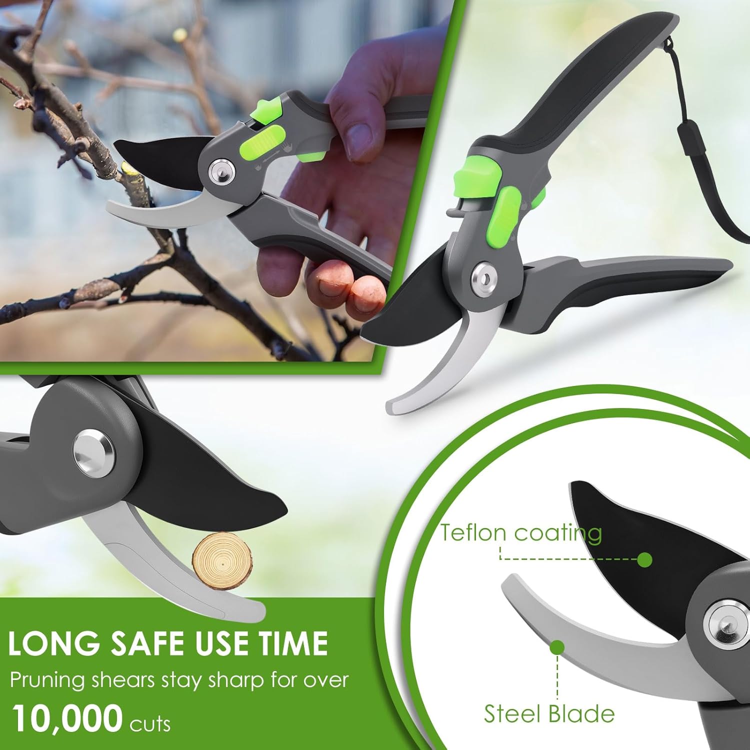 2 Pack Bypass Pruning Shears，Garden Clippers with SK5 Steel Blades,Heavy Duty Plant Pruners for Branch,Extra Sharp Blade for 1 inch Branches,Effortlessly Cuts 1-Inch Branches