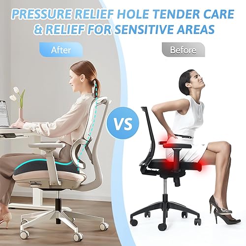 Miniatura 6 de Almohadas de dona, cojín para aliviar el dolor de coxis, almohada para hemorroides con diseño de curva de cadera de dos jorobas, almohada de dona