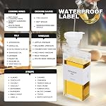 Sunal Olive Oil Dispenser,Square Set of 4 Oil Dispenser Bottle,500ml/16.9 oz Glass Oil and Vinegar Dispenser Set,Oil Bottle with Weighted Pourer and Waterproof Label&Silicone Funnel,Gold