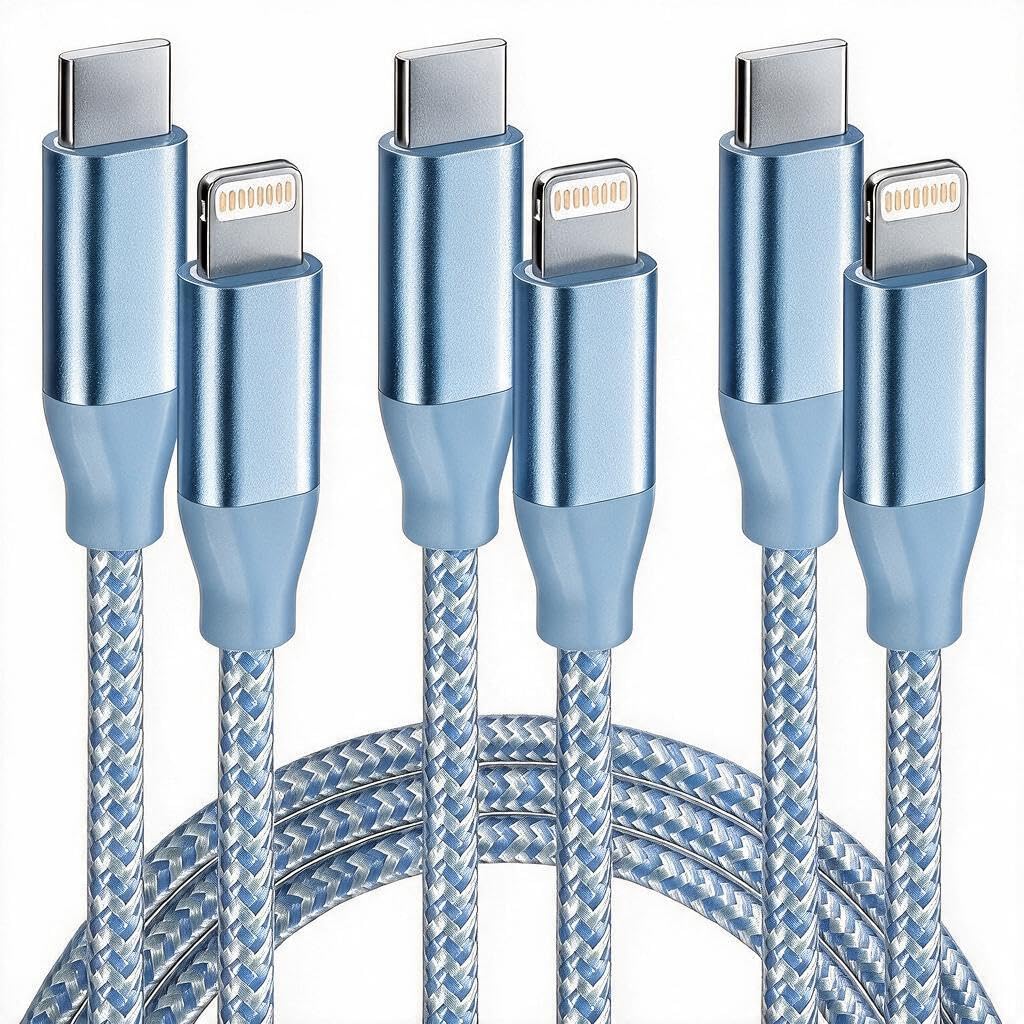 MenoSupp USB-C to Lightning Cable - 3 Pack, 6FT -12 MenoSupp USB-C to Lightning Cable - 3 Pack, 6FT -12
