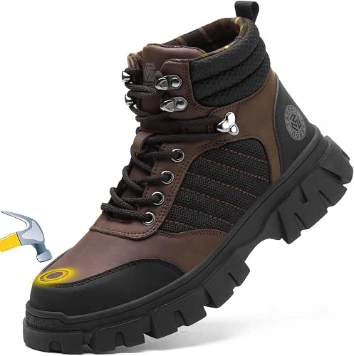 KELODON Waterproof Steel Toe Boots For Men-6 Inch Comfortable Mens