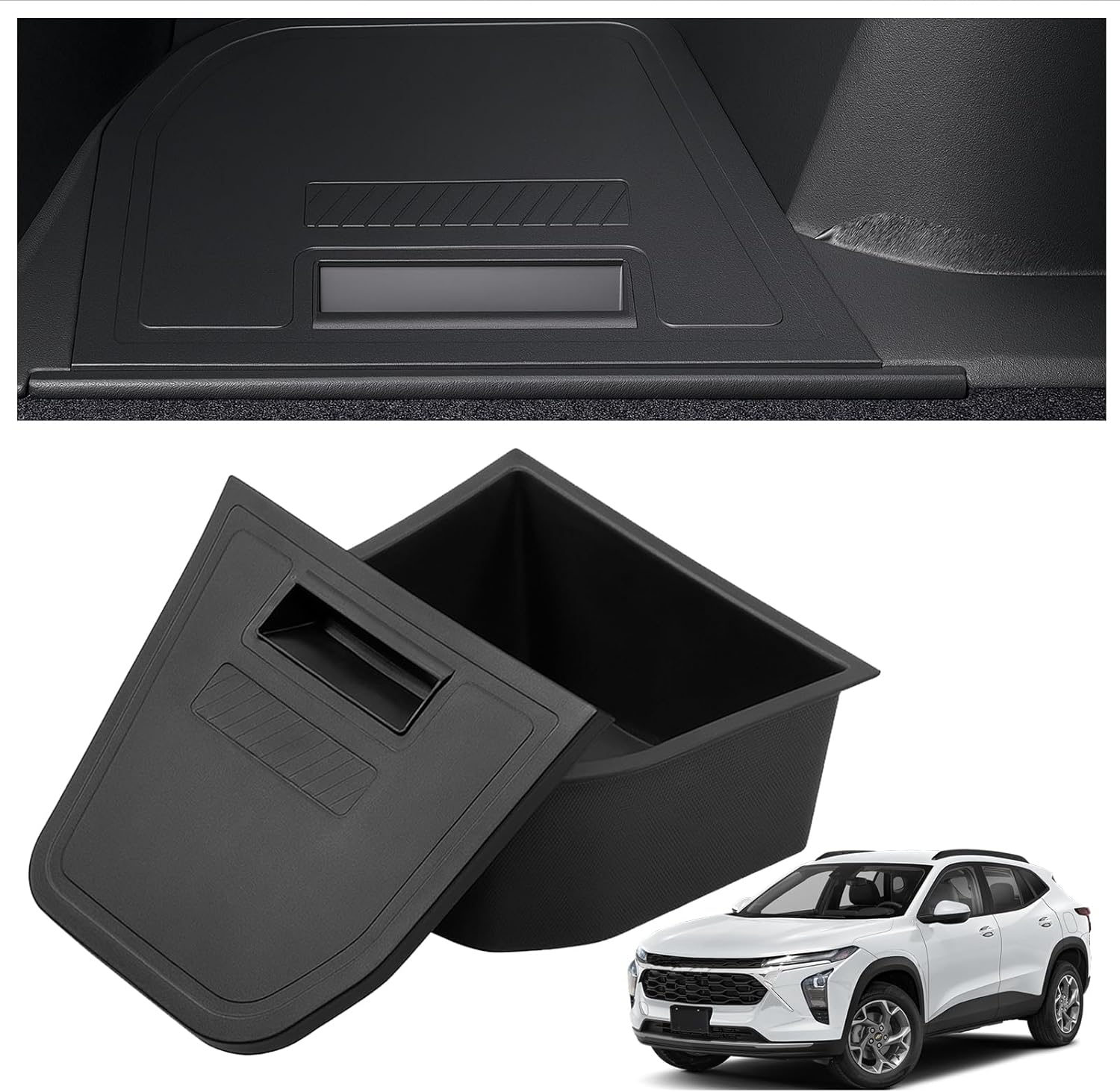 MIKKUPPA Trunk Organizer with Lid - Replacement for 2024 2025 Chevy Chevrolet Trax Accessories, ABS & TPE Waterproof Rear Trunk Side Storage Bin (Left Side)