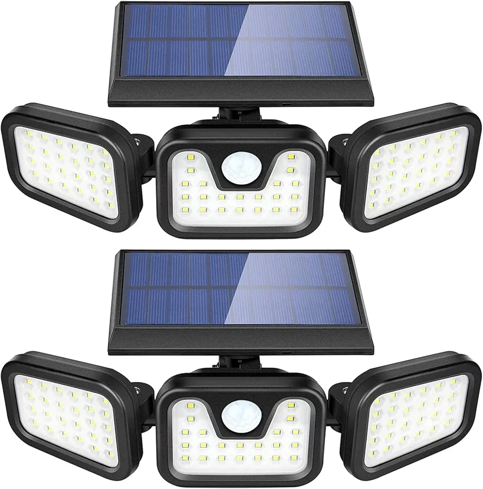 Solar Outdoor Lights, 3000LM Super Bright Motion Sensor Outdoor Light, IP65 Waterproof Wide Angle 6500K Solar Powered Security Flood Lights for Outside Garage Yard Patio(2 Pack)