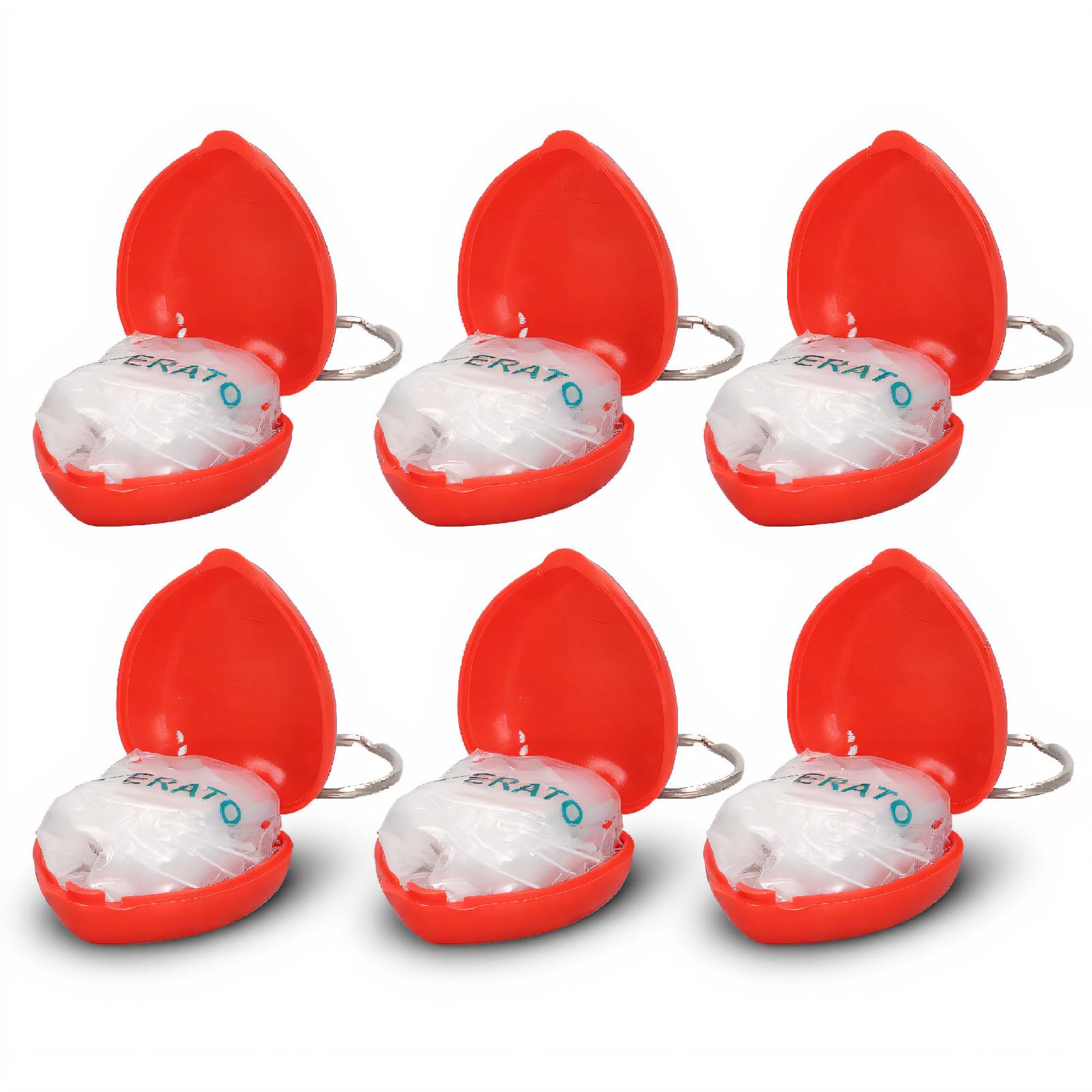 6 Piezas Mascarilla de Rescate de Primeros Auxilios RCP, Protectores Faciales para RCP con Válvula de una Vía Llavero Portátil de Bolsillo con Cubierta Facial para Niño Adulto