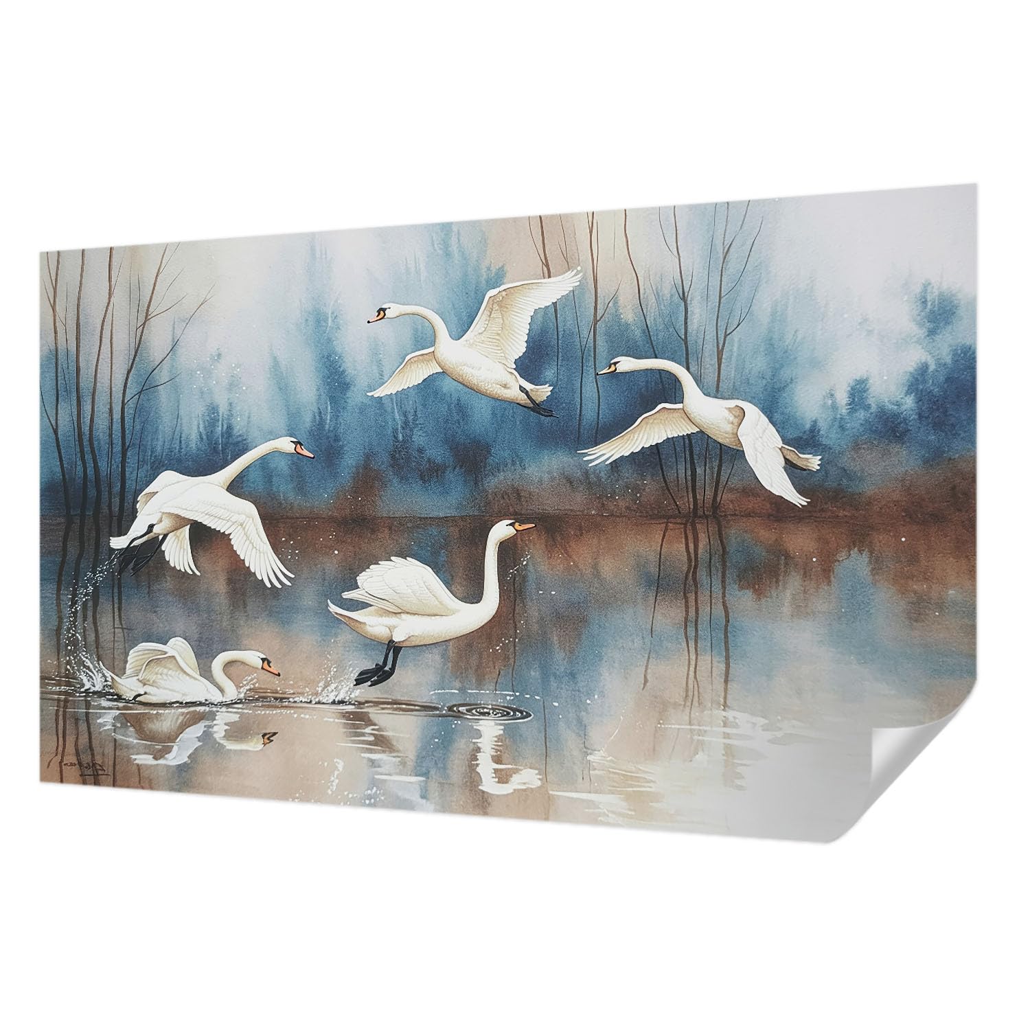 Papier peint panoramique adhésif oiseaux décoration murale chambre salon 416x254