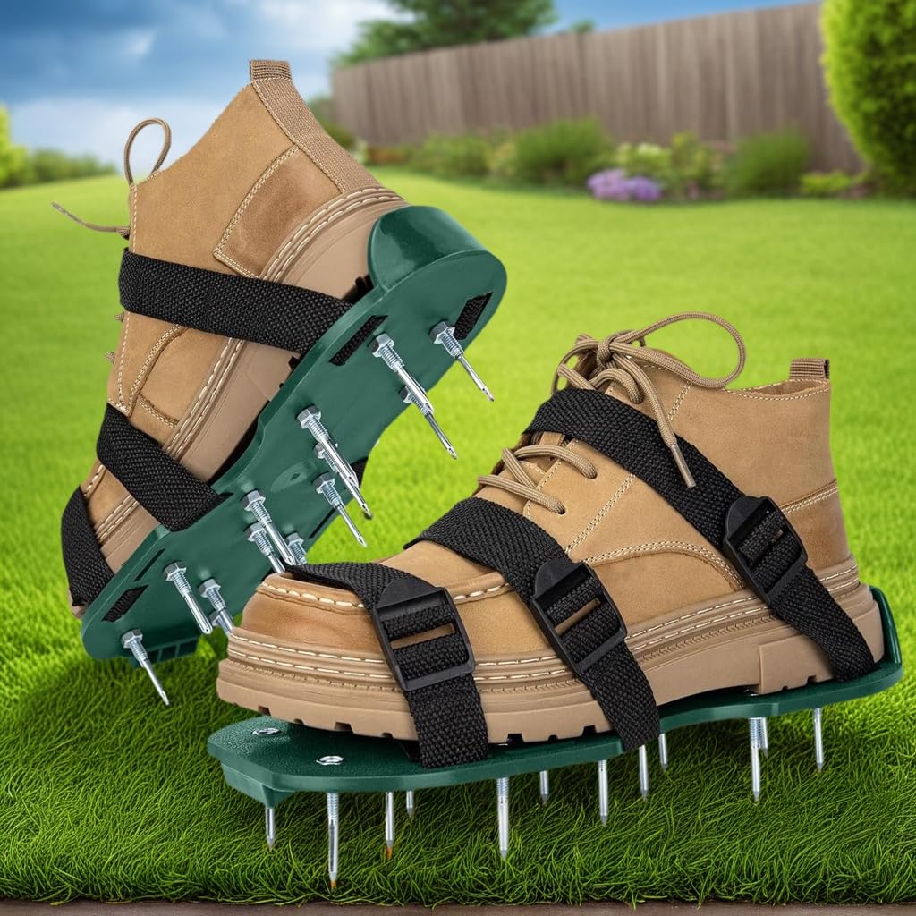 Scarpe professionali per unghie, 30 x 13,3 cm, 26 punte in acciaio inox con rivestimento anti-ruggine, per lavori di massetto e ventilazione sul prato, misura regolabile, 36 – 47