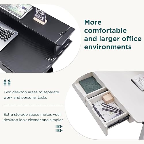 Miniatura 5 de RedLemon Escritorio eléctrico de pie en forma de L de 75 x 60 pulgadas, escritorio de esquina ajustable en altura con cajones, tomas de corriente y