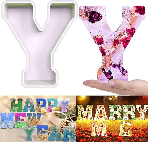 Molde de resina, moldes de silicona 3D de letra Y grande para fundición de resina epoxi, moldes del alfabeto de silicona para resina para arte,