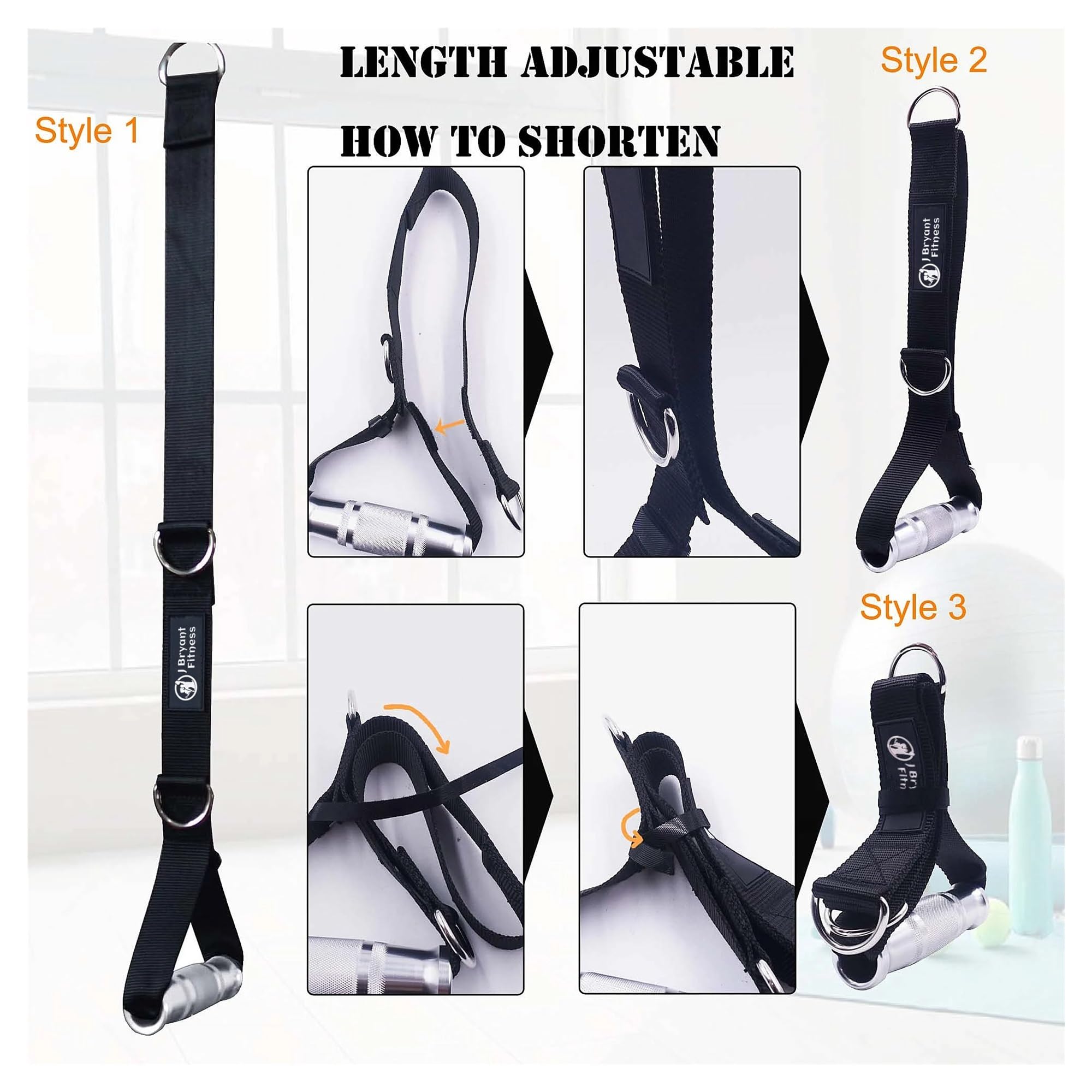 Maniglie per bande di resistenza 3 in 1 Fitness regolabile in metallo maniglie da palestra tricipiti corda cavo macchina allegati for puleggia LAT tirare giù sistema di allenamento(Handle only)